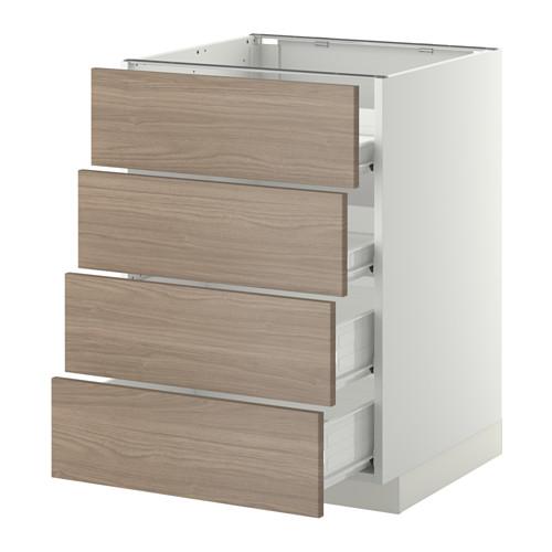 МЕТОД / ФОРВАРА Напольн шкаф 4 фронт панели/4 ящика - белый, Брокхульт под грецкий орех светло-серый, 60x60 см МЕТОД / ФОРВАРА Напольн шкаф 4 фронт панели/4 ящика - белый, Брокхульт под грецкий орех светло-серый, 60x60 см