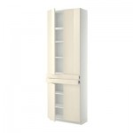 МЕТОД / ФОРВАРА Высокий шкаф+полки/2 ящика/4 дверцы - Рингульт глянцевый кремовый, белый МЕТОД / ФОРВАРА Высокий шкаф+полки/2 ящика/4 дверцы - Рингульт глянцевый кремовый, белый