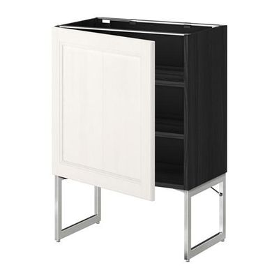 МЕТОД Напольный шкаф с полками - 60x37x60 см, Лаксарби белый, под дерево черный