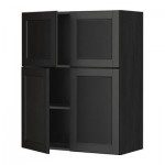 МЕТОД Навесной шкаф с полками/4дверцы - Лаксарби черно-коричневый, под дерево черный МЕТОД Навесной шкаф с полками/4дверцы - Лаксарби черно-коричневый, под дерево черный