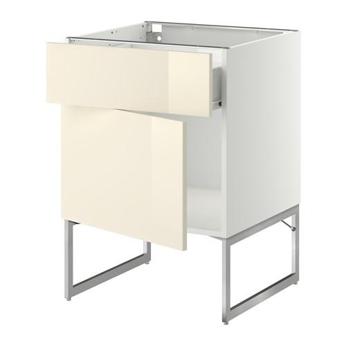 МЕТОД / ФОРВАРА Напольный шкаф с ящиком/дверью - 60x60x60 см, Рингульт глянцевый кремовый, белый МЕТОД / ФОРВАРА Напольный шкаф с ящиком/дверью - 60x60x60 см, Рингульт глянцевый кремовый, белый