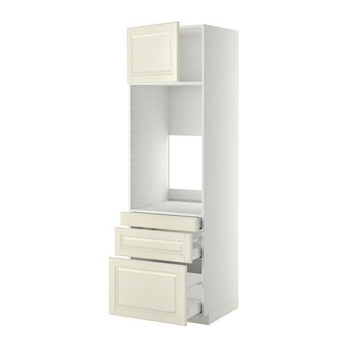 МЕТОД / МАКСИМЕРА Выс шкаф д/двойн духовки/3ящ/дверца - белый, Будбин белый с оттенком, 60x60x200 см