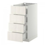 МЕТОД / ФОРВАРА Напольн шкаф 4 фронт панели/4 ящика - 40x60 см, Росдаль белый ясень, белый