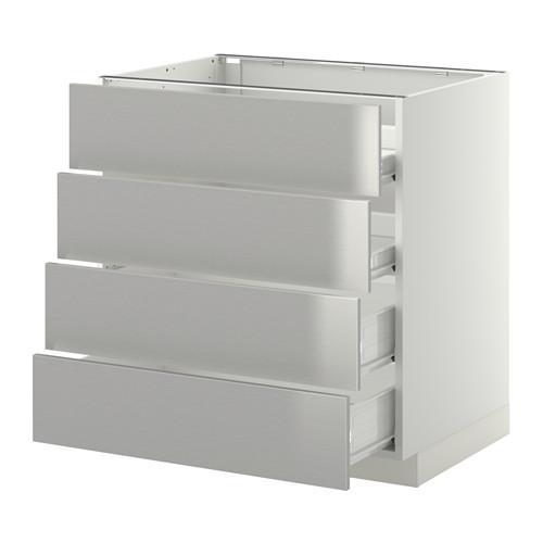 МЕТОД / ФОРВАРА Напольн шкаф 4 фронт панели/4 ящика - белый, Гревста нержавеющ сталь, 80x60 см МЕТОД / ФОРВАРА Напольн шкаф 4 фронт панели/4 ящика - белый, Гревста нержавеющ сталь, 80x60 см