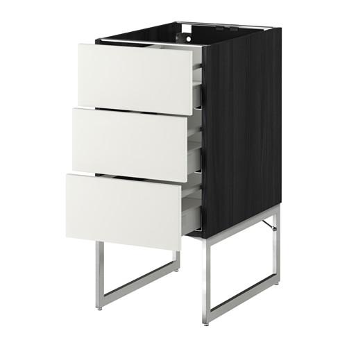 МЕТОД / МАКСИМЕРА Нплн шк 3 фрнт/3 средн ящика - под дерево черный, Хэггеби белый, 40x60x60 см