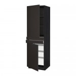 МЕТОД / МАКСИМЕРА Высок шкаф+полки/5ящк/2дверцы/2фрнт - под дерево черный, Кунгсбакка антрацит, 60x60x200 см МЕТОД / МАКСИМЕРА Высок шкаф+полки/5ящк/2дверцы/2фрнт - под дерево черный, Кунгсбакка антрацит, 60x60x200 см