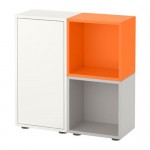 ЭКЕТ Комбинация шкафов с ножками - белый/оранжевый/светло-серый