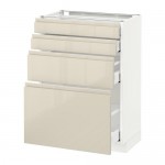 МЕТОД / МАКСИМЕРА Напольн шкаф 4 фронт панели/4 ящика - белый, Воксторп глянцевый светло-бежевый, 60x37 см МЕТОД / МАКСИМЕРА Напольн шкаф 4 фронт панели/4 ящика - белый, Воксторп глянцевый светло-бежевый, 60x37 см