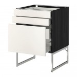 МЕТОД / МАКСИМЕРА Напольн шкаф 3фронт пнл/2низ/2ср ящ - под дерево черный, Веддинге белый, 60x60x60 см МЕТОД / МАКСИМЕРА Напольн шкаф 3фронт пнл/2низ/2ср ящ - под дерево черный, Веддинге белый, 60x60x60 см