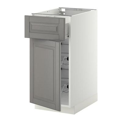 МЕТОД / ФОРВАРА Напольн шкаф с пров корз/ящ/дверью - 40x60 см, Будбин серый, белый МЕТОД / ФОРВАРА Напольн шкаф с пров корз/ящ/дверью - 40x60 см, Будбин серый, белый