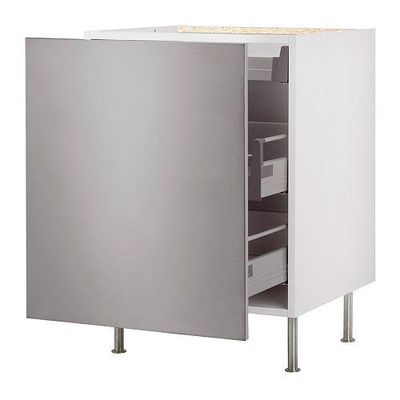 ФАКТУМ Напольный шкаф с выдвижной секцией - Рубрик нержавеющ сталь, 60 см ФАКТУМ Напольный шкаф с выдвижной секцией - Рубрик нержавеющ сталь, 60 см