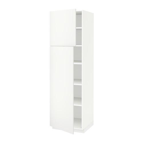 МЕТОД Высокий шкаф с полками/2 дверцы - белый, Хэггеби белый, 60x60x200 см