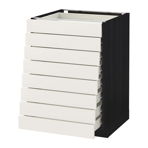 МЕТОД / ФОРВАРА Наполн шкаф 8 фронт/8 низк ящиков - под дерево черный, Сэведаль белый, 60x60 см МЕТОД / ФОРВАРА Наполн шкаф 8 фронт/8 низк ящиков - под дерево черный, Сэведаль белый, 60x60 см