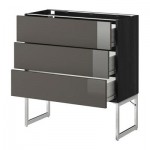 МЕТОД / ФОРВАРА Нплн шк 3 фрнт/3 средн ящика - 80x37x60 см, Рингульт глянцевый серый, под дерево черный МЕТОД / ФОРВАРА Нплн шк 3 фрнт/3 средн ящика - 80x37x60 см, Рингульт глянцевый серый, под дерево черный