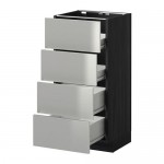 МЕТОД / ФОРВАРА Напольн шкаф 4 фронт панели/4 ящика - под дерево черный, Гревста нержавеющ сталь, 40x37 см МЕТОД / ФОРВАРА Напольн шкаф 4 фронт панели/4 ящика - под дерево черный, Гревста нержавеющ сталь, 40x37 см