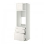 МЕТОД / МАКСИМЕРА Выс шкаф д/двойн духовки/3ящ/дверца - 60x60x200 см, Лаксарби белый, белый