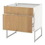 МЕТОД / МАКСИМЕРА Наполн шк 2 фрнт/3 средн ящ - белый, Экестад дуб, 80x60x60 см МЕТОД / МАКСИМЕРА Наполн шк 2 фрнт/3 средн ящ - белый, Экестад дуб, 80x60x60 см