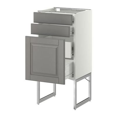 МЕТОД / ФОРВАРА Напольн шкаф 3фронт пнл/2низ/2ср ящ - 40x37x60 см, Будбин серый, белый МЕТОД / ФОРВАРА Напольн шкаф 3фронт пнл/2низ/2ср ящ - 40x37x60 см, Будбин серый, белый