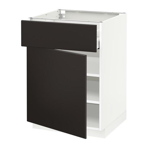 МЕТОД / МАКСИМЕРА Напольный шкаф с ящиком/дверью - белый, Кунгсбакка антрацит, 60x60 см МЕТОД / МАКСИМЕРА Напольный шкаф с ящиком/дверью - белый, Кунгсбакка антрацит, 60x60 см