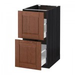 МЕТОД / МАКСИМЕРА Напольн шкаф 2фрнт/2выс ящ - 40x60 см, Филипстад коричневый, под дерево черный