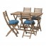 ASKHOLMEN стол+4 стула, д/сада серо-коричневая морилка/Иттерон синий