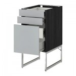 МЕТОД / ФОРВАРА Напольн шкаф 3фронт пнл/2низ/2ср ящ - 40x60x60 см, Веддинге серый, под дерево черный МЕТОД / ФОРВАРА Напольн шкаф 3фронт пнл/2низ/2ср ящ - 40x60x60 см, Веддинге серый, под дерево черный