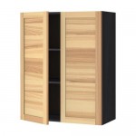 МЕТОД Навесной шкаф с полками/2дверцы - под дерево черный, Торхэмн естественный ясень, 80x100 см МЕТОД Навесной шкаф с полками/2дверцы - под дерево черный, Торхэмн естественный ясень, 80x100 см