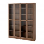 БИЛЛИ / ОКСБЕРГ Стеллаж - коричневый/ясеневый шпон стекло, 160x202x28 см