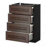 МЕТОД / ФОРВАРА Напольн шкаф 4 фронт панели/4 ящика - 60x37 см, Эдсерум под дерево коричневый, под дерево черный МЕТОД / ФОРВАРА Напольн шкаф 4 фронт панели/4 ящика - 60x37 см, Эдсерум под дерево коричневый, под дерево черный