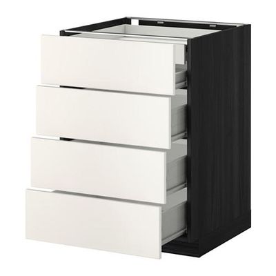 МЕТОД / ФОРВАРА Нплн шк 4фрнт/2нзк/3срд ящ - 60x60 см, Веддинге белый, под дерево черный МЕТОД / ФОРВАРА Нплн шк 4фрнт/2нзк/3срд ящ - 60x60 см, Веддинге белый, под дерево черный