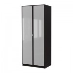 ПАКС Гардероб 2-дверный - Пакс Февик черно-коричневый/матовое стекло, черно-коричневый, 100x60x236 см, плавно закрывающиеся петли