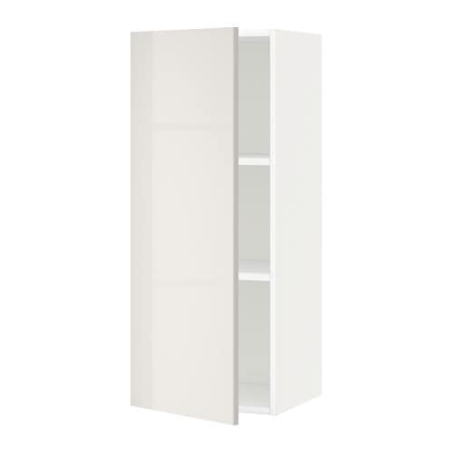 МЕТОД Шкаф навесной с полкой - белый, Рингульт глянцевый светло-серый, 40x100 см МЕТОД Шкаф навесной с полкой - белый, Рингульт глянцевый светло-серый, 40x100 см