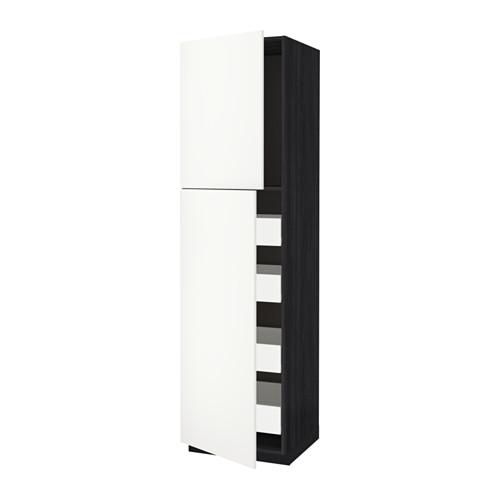 МЕТОД / ФОРВАРА Высокий шкаф/2дверцы/4ящика - под дерево черный, Хэггеби белый, 60x60x220 см МЕТОД / ФОРВАРА Высокий шкаф/2дверцы/4ящика - под дерево черный, Хэггеби белый, 60x60x220 см