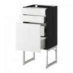МЕТОД / ФОРВАРА Напольн шкаф 3фронт пнл/2низ/2ср ящ - 40x37x60 см, Рингульт глянцевый белый, под дерево черный МЕТОД / ФОРВАРА Напольн шкаф 3фронт пнл/2низ/2ср ящ - 40x37x60 см, Рингульт глянцевый белый, под дерево черный