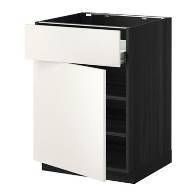МЕТОД / ФОРВАРА Напольн шкаф с полкой/ящиком/дверью - под дерево черный, Веддинге белый, 60x60 см МЕТОД / ФОРВАРА Напольн шкаф с полкой/ящиком/дверью - под дерево черный, Веддинге белый, 60x60 см
