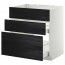 МЕТОД / МАКСИМЕРА Напольн шк п-мойку+3фрнт пнл/2ящ - белый, Тингсрид под дерево черный, 80x60 см