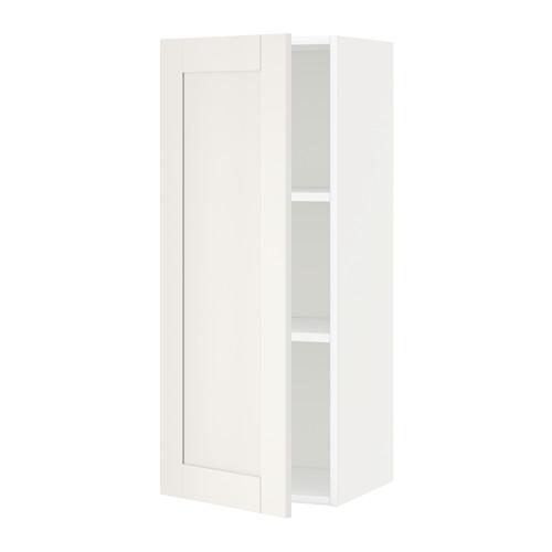 METOD шкаф навесной с полкой белый/Сэведаль белый 40x38.8x100 cm