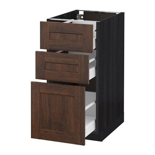 МЕТОД / МАКСИМЕРА Напольный шкаф с 3 ящиками - под дерево черный, Эдсерум под дерево коричневый, 40x60 см МЕТОД / МАКСИМЕРА Напольный шкаф с 3 ящиками - под дерево черный, Эдсерум под дерево коричневый, 40x60 см