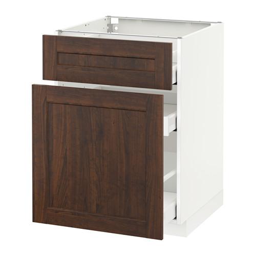 МЕТОД / МАКСИМЕРА Напольн шкаф/выдвижн секц/ящик - белый, Эдсерум под дерево коричневый, 60x60 см МЕТОД / МАКСИМЕРА Напольн шкаф/выдвижн секц/ящик - белый, Эдсерум под дерево коричневый, 60x60 см
