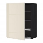 METOD шкаф навесной с сушкой черный/Воксторп глянцевый светло-бежевый 60x80 см