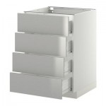 МЕТОД / ФОРВАРА Напольн шкаф 4 фронт панели/4 ящика - 60x60 см, Гревста нержавеющ сталь, белый МЕТОД / ФОРВАРА Напольн шкаф 4 фронт панели/4 ящика - 60x60 см, Гревста нержавеющ сталь, белый