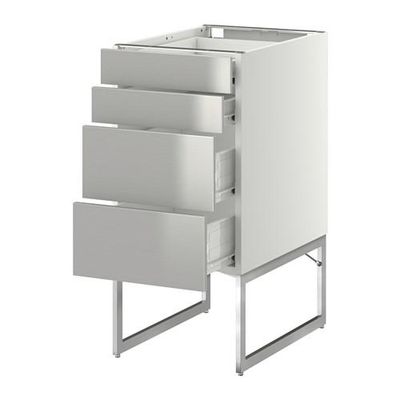 МЕТОД / ФОРВАРА Нплн шк 4 фронт/2 низк/2средн ящ - 40x60x60 см, Гревста нержавеющ сталь, белый МЕТОД / ФОРВАРА Нплн шк 4 фронт/2 низк/2средн ящ - 40x60x60 см, Гревста нержавеющ сталь, белый