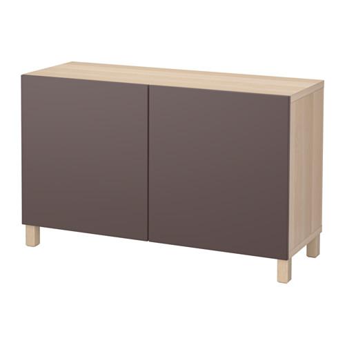 БЕСТО Комбинация для хранения с дверцами - под беленый дуб/Вальвикен темно-коричневый