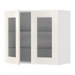 ФАКТУМ Навесной шкаф с 2 стеклянн дверями - Рамшё белый, 80x70 см