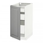 МЕТОД / МАКСИМЕРА Напольный шкаф с 1двр/3ящ - белый, Будбин серый, 40x60 см МЕТОД / МАКСИМЕРА Напольный шкаф с 1двр/3ящ - белый, Будбин серый, 40x60 см