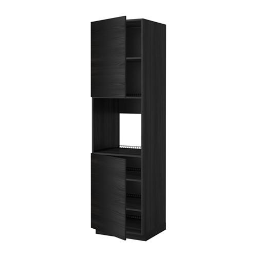 МЕТОД Высок шкаф д/духовки/2дверцы/полки - под дерево черный, Тингсрид под дерево черный, 60x60x220 см МЕТОД Высок шкаф д/духовки/2дверцы/полки - под дерево черный, Тингсрид под дерево черный, 60x60x220 см