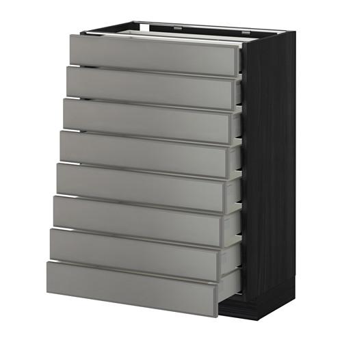 МЕТОД / МАКСИМЕРА Наполн шкаф 8 фронт/8 низк ящиков - под дерево черный, Будбин серый, 60x37 см МЕТОД / МАКСИМЕРА Наполн шкаф 8 фронт/8 низк ящиков - под дерево черный, Будбин серый, 60x37 см