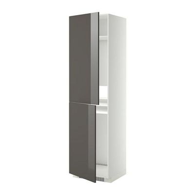 МЕТОД Высок шкаф д холодильн/мороз - 60x60x220 см, Рингульт глянцевый серый, белый
