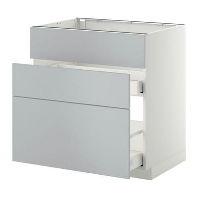 МЕТОД / МАКСИМЕРА Напольн шк п-мойку+3фрнт пнл/2ящ - 80x60 см, Веддинге серый, белый