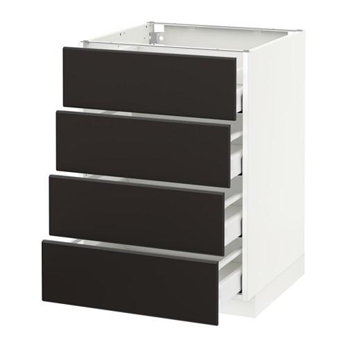 МЕТОД / МАКСИМЕРА Напольн шкаф 4 фронт панели/4 ящика - белый, Кунгсбакка антрацит, 60x60 см МЕТОД / МАКСИМЕРА Напольн шкаф 4 фронт панели/4 ящика - белый, Кунгсбакка антрацит, 60x60 см